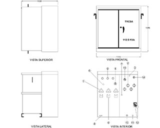 Dibujo Transformador Pedestal 112.5 KVA