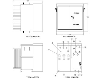 Dibujo Transformador Pedestal 500 KVA