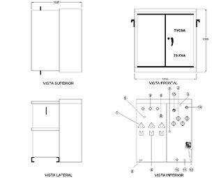 Dibujo Transformador Pedestal 75 KVA